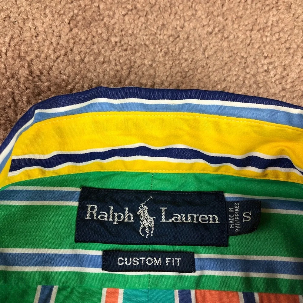 Vintage Polo Ralph Lauren Rainbow Stripe Fun Shirt Size Small